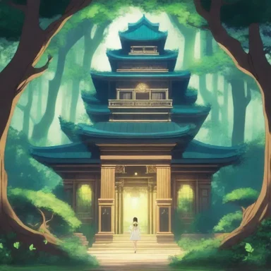 In the anime series, the main character discovers a hidden palace deep within a magical forest.