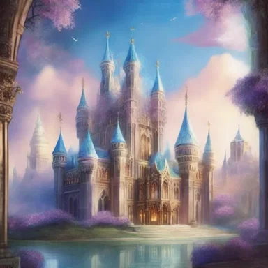 The fantasy novel described an enchanted palace adorned with shimmering crystals and towering spires.