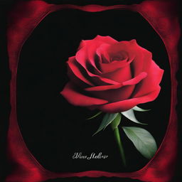 A high-quality digital art movie poster featuring a vivid red rose in full bloom against a dramatic black background