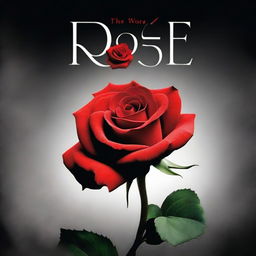 A high-quality digital art movie poster featuring a vivid red rose in full bloom against a dramatic black background