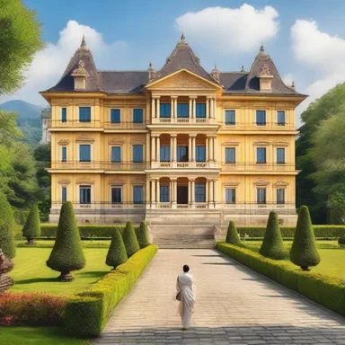 The protagonist in the famous novel inherited a grand palace in the countryside.
