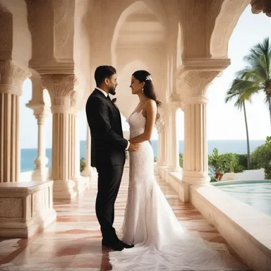 The couple spent their honeymoon in a luxurious palace overlooking the ocean.