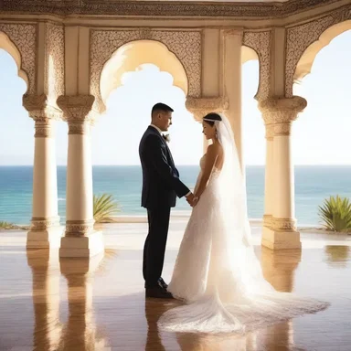 The couple spent their honeymoon in a luxurious palace overlooking the ocean.