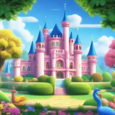 In the animated series, the palace was depicted with colorful turrets, enchanted gardens, and friendly talking animals, creating a magical setting for the characters.
