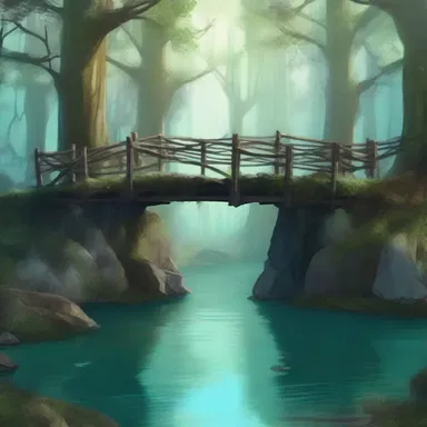 The mystical forest that the protagonists venture into is adorned with magical trestles supporting ethereal bridges.
