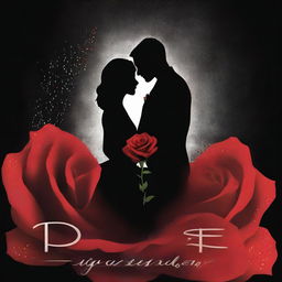 An enchanting digital art movie poster that showcases a radiant red rose, adorned with shimmering water droplets, against a deep black backdrop