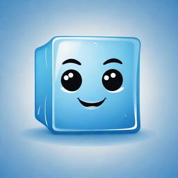 A cute and appealing ice cube mascot logo. It should be animated and have a friendly but fierce look, great for representing a team or brand