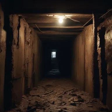 In the horror movie, the protagonist stumbled upon a hidden room filled with sharp sprawls from the mine.