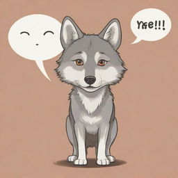 A detailed vector art of a young wolf, appearing lost and worried, with a speech bubble that reads 'Yes, I am new here. I'm afraid I got lost. If I don’t get home soon, my mom will be cross'.