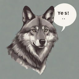 A detailed vector art of a young wolf, appearing lost and worried, with a speech bubble that reads 'Yes, I am new here. I'm afraid I got lost. If I don’t get home soon, my mom will be cross'.