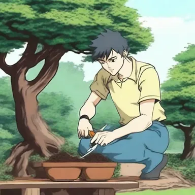 In the anime series, the main character uses pruning shears to trim the bonsai trees in his garden.