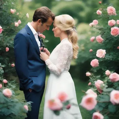 The couple spent a romantic afternoon in the garden, using pruning shears to shape their rose bushes together.