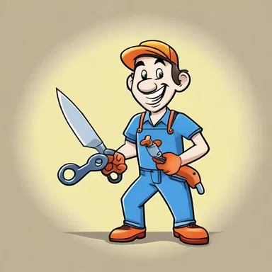 In the cartoon show, the mischievous character always carries a pair of pruning shears as a signature tool.