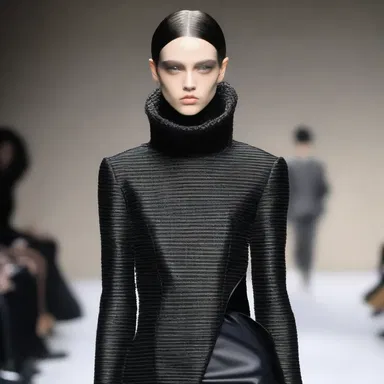 The avant-garde designer's collection featured exaggerated proportions, with long sleeves that overshoot the models' fingertips for a dramatic effect.
