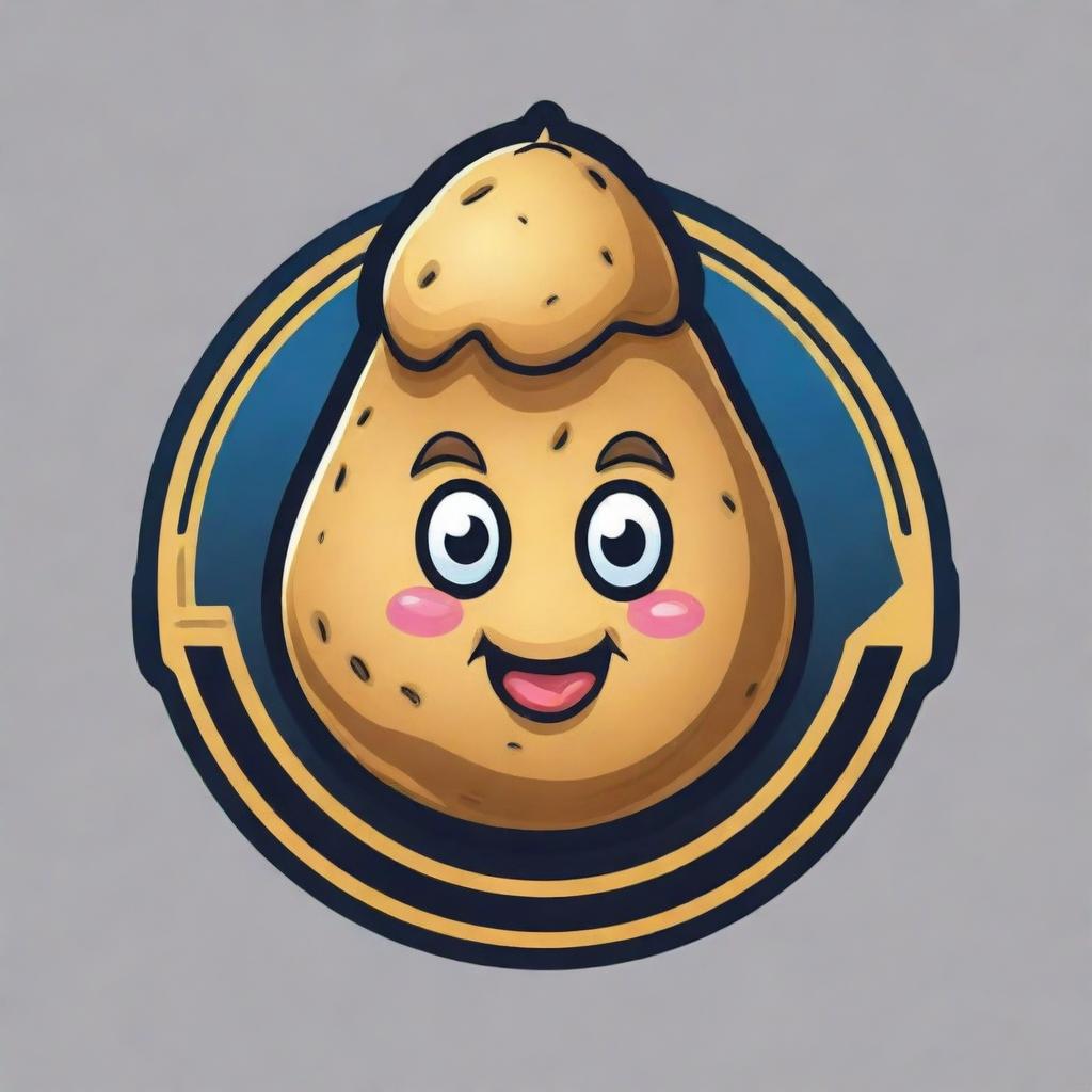 An Esports styled team logo featuring a potato mascot. The potato should be anthropomorphized, wearing a swaggy jacket, and look cool, competitive and friendly.