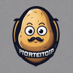 An Esports styled team logo featuring a potato mascot. The potato should be anthropomorphized, wearing a swaggy jacket, and look cool, competitive and friendly.