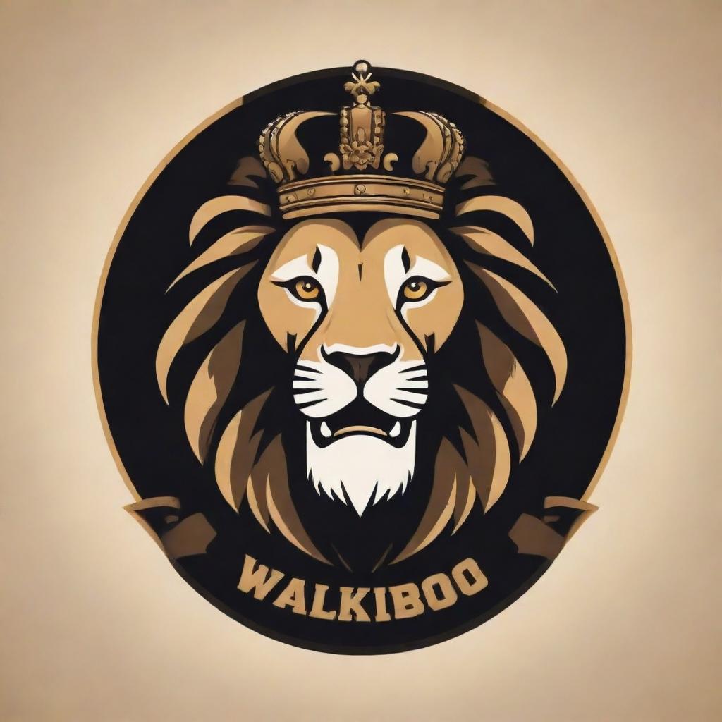 Design a powerful and regal logo featuring a lion, with the text 'Walkaroo Battalion'. The logo should have a sleek and professional look, ensuring the lion appears mighty and dignified.