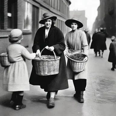 During the Great Depression, people would sell basketfuls of produce in order to make ends meet.