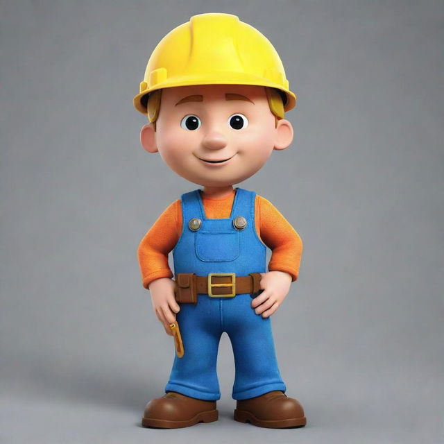 A detailed illustration of Bob the Builder, the popular children's character, dressed in his construction outfit, complete with his yellow hard hat.