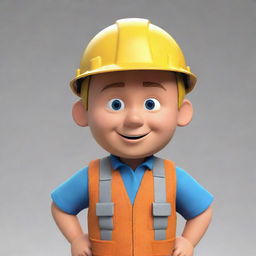 A detailed illustration of Bob the Builder, the popular children's character, dressed in his construction outfit, complete with his yellow hard hat.