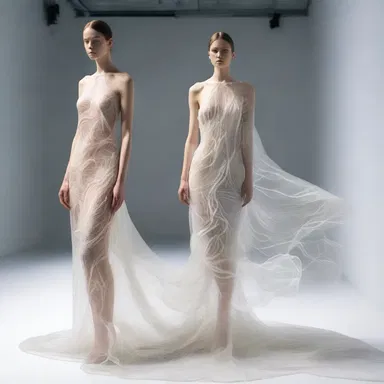 The designer created a stunning dress inspired by the concept of translocation, with flowing patterns resembling plant vessels transporting dissolved material.