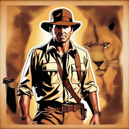 This image is a high-quality digital art poster, designed in the style of the classic Indiana Jones movie posters