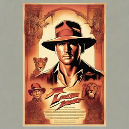 This image is a high-quality digital art poster, designed in the style of the classic Indiana Jones movie posters