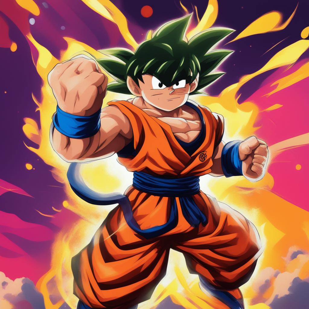 This digital art image features Pepe the Frog portrayed as Goku from Dragonball Z