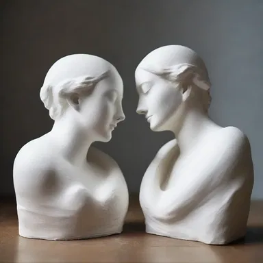 The lovers exchanged heart-shaped plaster sculptures as a symbol of their eternal love.