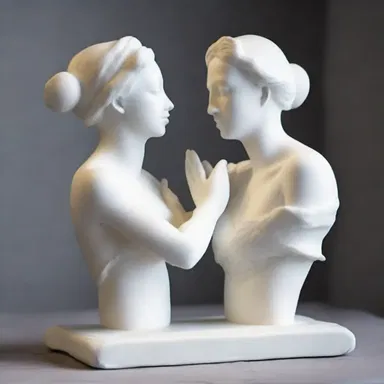 The lovers exchanged heart-shaped plaster sculptures as a symbol of their eternal love.