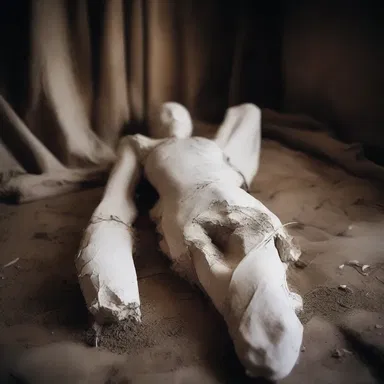 The witch covered the victim's body in plaster to preserve its freshness for her ritual.