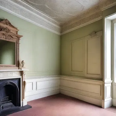 The walls of the Victorian house were adorned with decorative plasterwork, adding a touch of elegance to the interior.