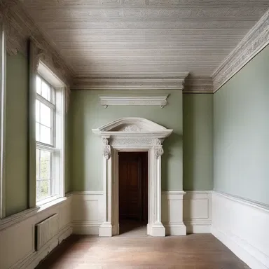 The walls of the Victorian house were adorned with decorative plasterwork, adding a touch of elegance to the interior.