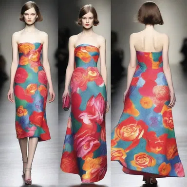 The fashion designer decided to plaster a bold floral pattern onto the dress for a more eye-catching look.