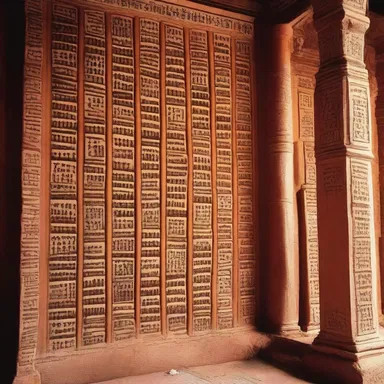 As an act of devotion, the followers plastered the walls of the temple with sacred symbols and scriptures.