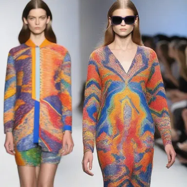 The designer plastered the runway with bold and colorful patterns during the fashion show.