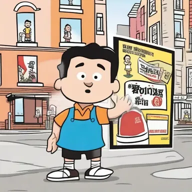 In the cartoon, the character plastered posters all over the city to promote the event.
