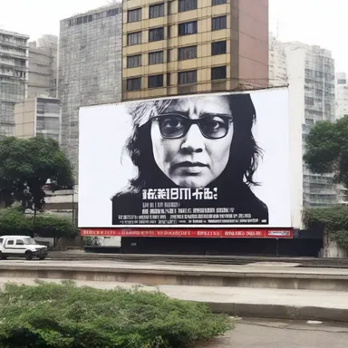 The filmmaker decided to plaster the movie title on billboards across the city for maximum exposure.