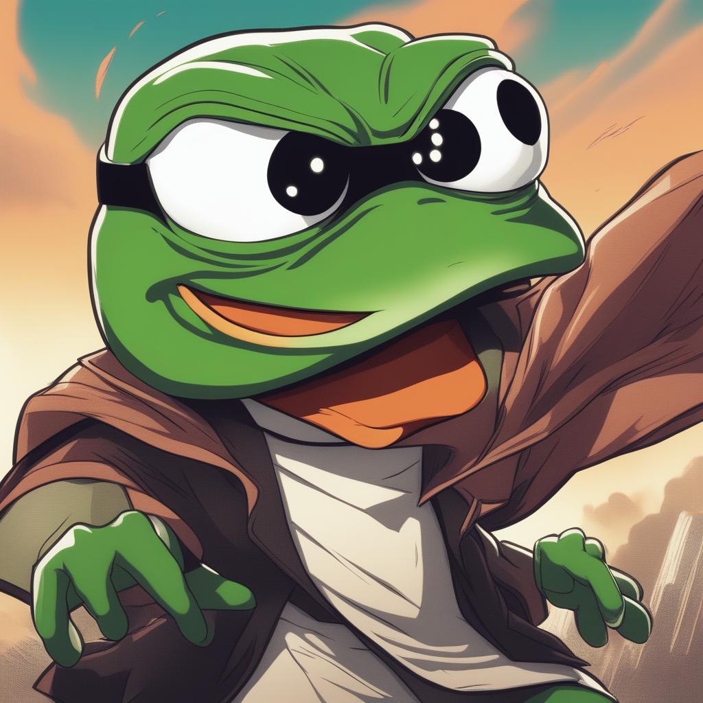 This high-quality digital art piece portrays Pepe the Frog in an intense manga scene