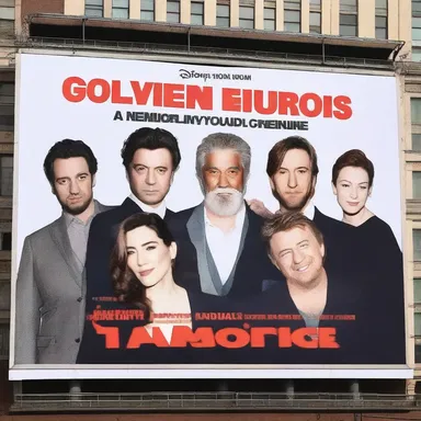 The movie premiere had billboards plastered with the faces of the cast and crew.