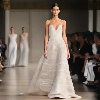 The designer showcased a stunning dress adorned with intricate plaster details on the runway.