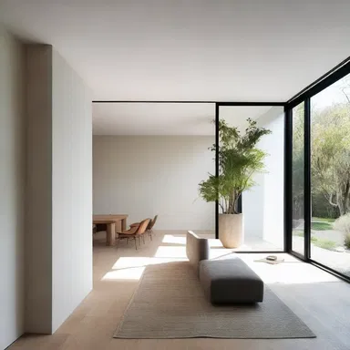 The architect incorporated plaster walls into the design of the modern minimalist house.