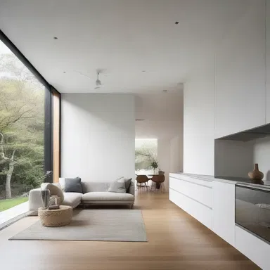 The architect incorporated plaster walls into the design of the modern minimalist house.