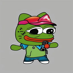 A high-quality digital art image featuring a unique fusion of Hello Kitty and Pepe