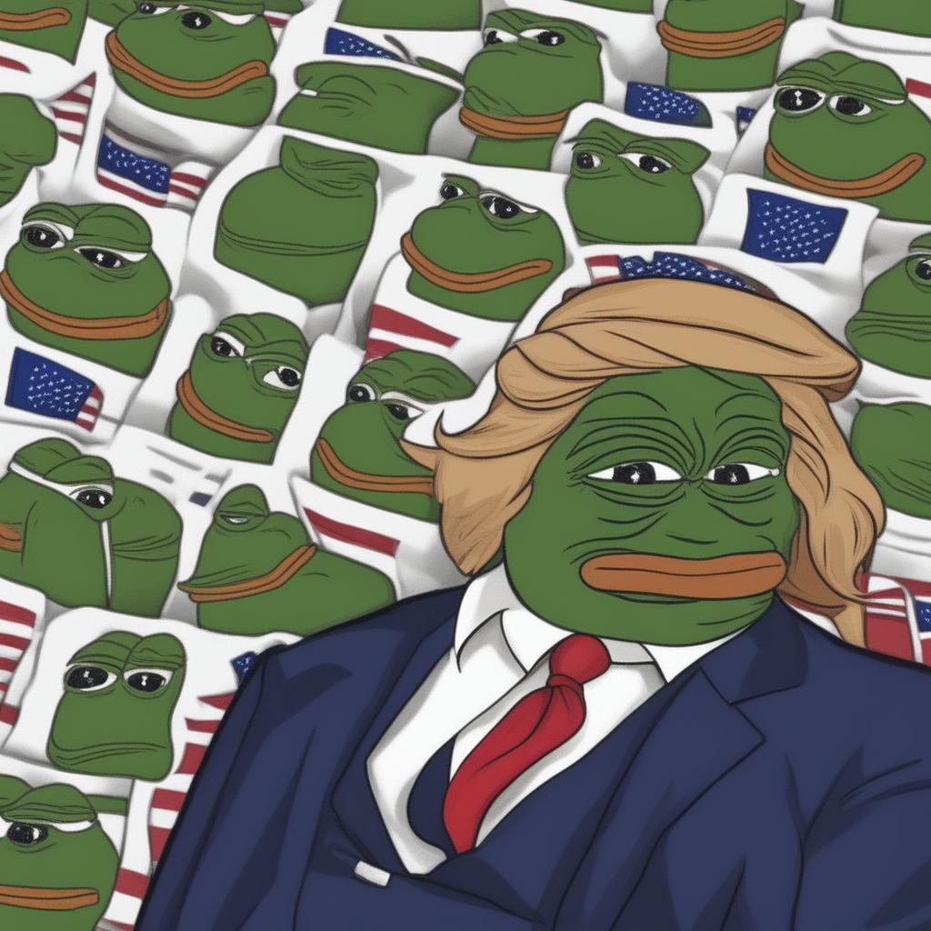 A high-quality digital art piece featuring Pepe the Frog with the features of Donald Trump