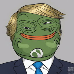 A high-quality digital art piece featuring Pepe the Frog with the features of Donald Trump