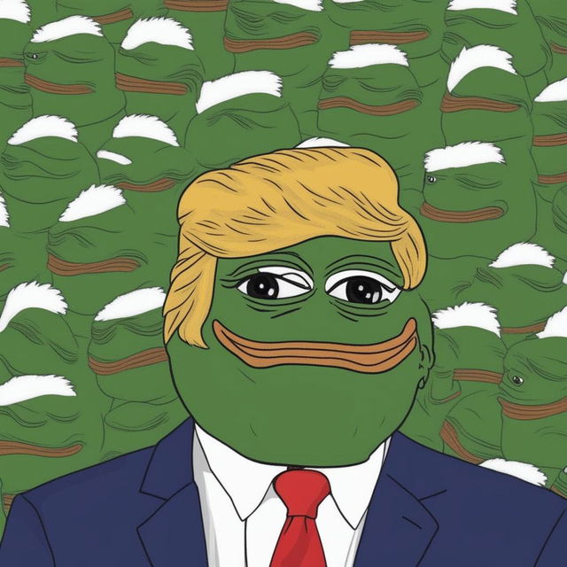 A high-quality digital art piece featuring Pepe the Frog with the features of Donald Trump