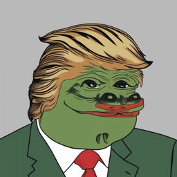 A high-quality digital art piece featuring Pepe the Frog with the features of Donald Trump