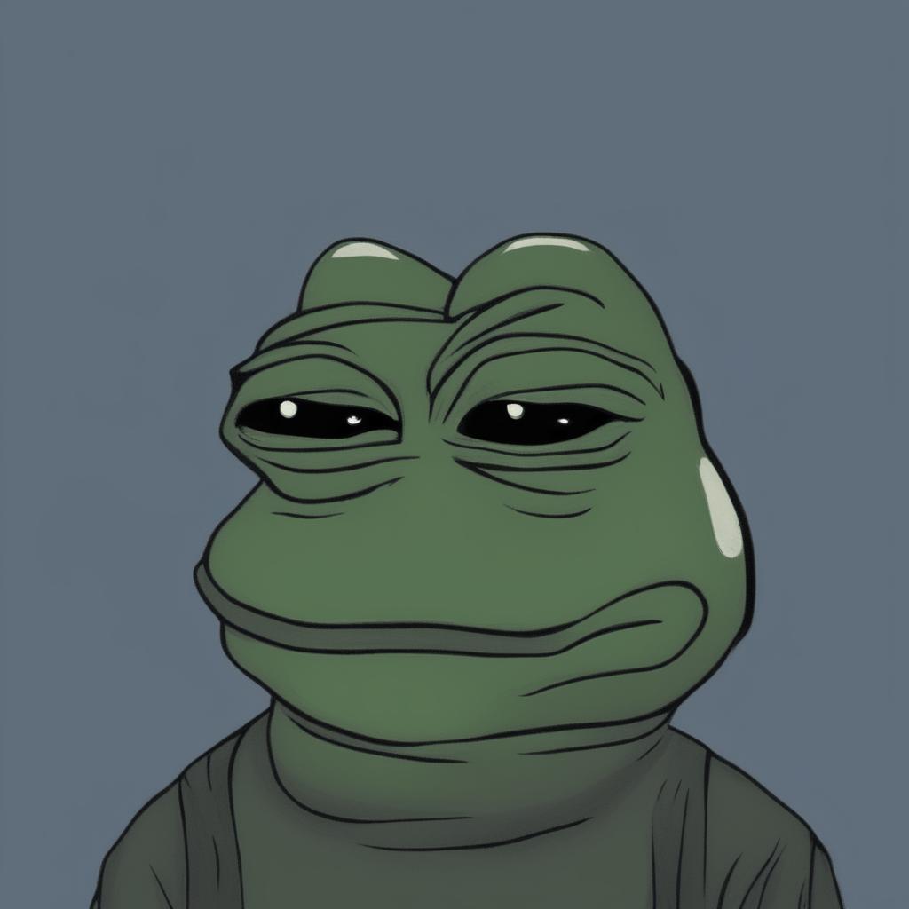 A high-quality digital art piece of Pepe the Frog depicted as a 'Doomer', with a melancholic expression, darker color palette, and gloomy atmosphere