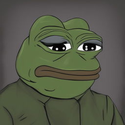 A high-quality digital art piece of Pepe the Frog depicted as a 'Doomer', with a melancholic expression, darker color palette, and gloomy atmosphere